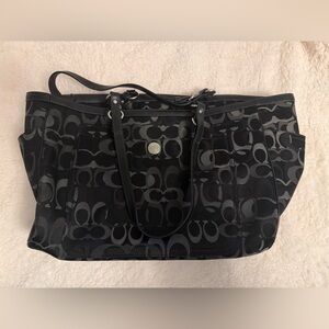 Coach Black Signature Jacquard Tote Bag With Dust Bag– Large Shoulder Tote